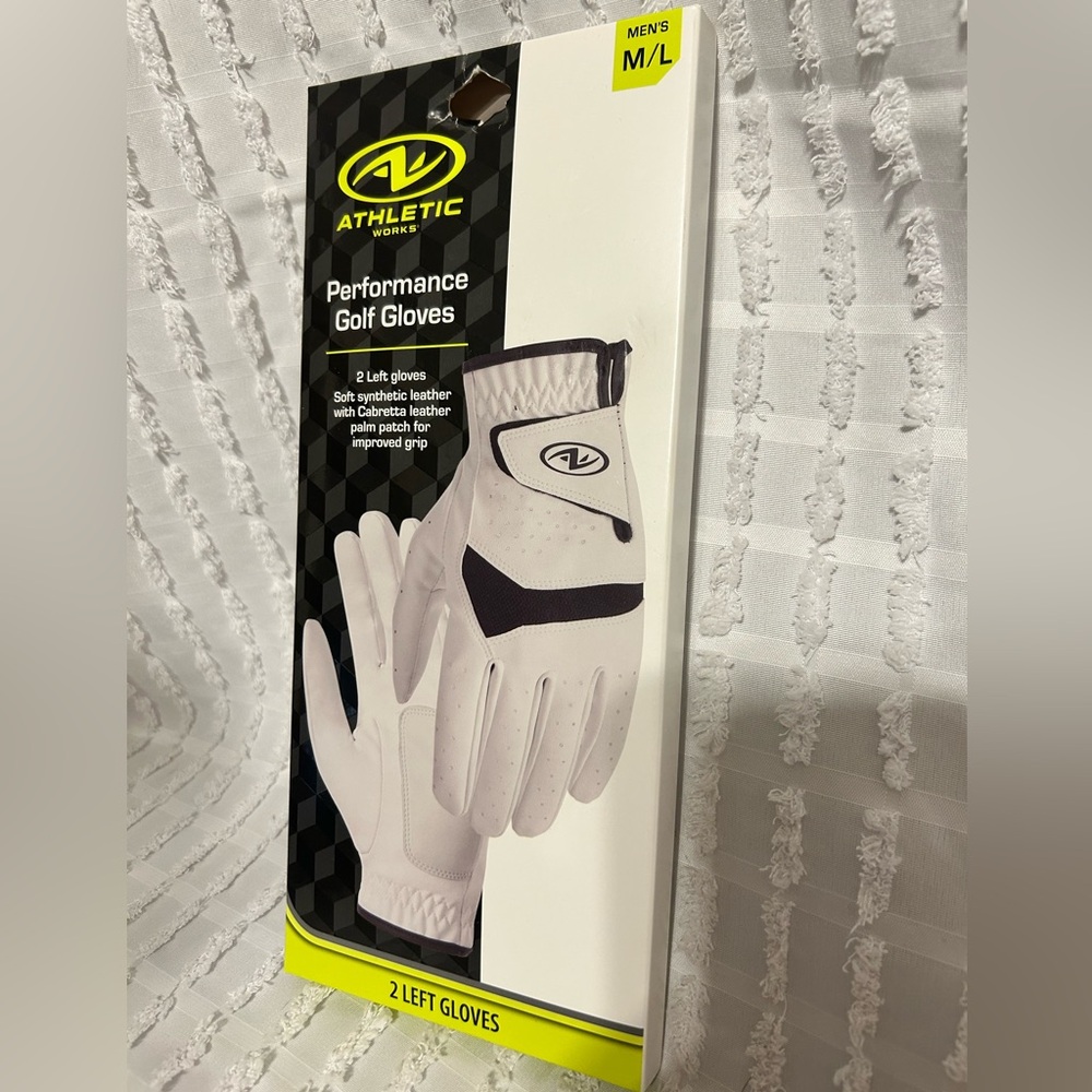 Athletic Works Mens‎ M L Performance Golf Gloves Left Hand Synthetic Leather
